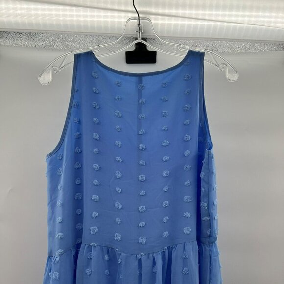 Zenana Women's Scoop Neck Sleeveless A-Line Dress Blue Dotted Embroidered S - Picture 6 of 9